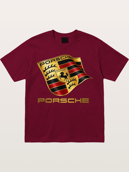 Porsche Waving Crest Art Gildan T-shirt