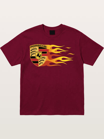 Porsche Crest With Flame Accents Gildan T-shirt