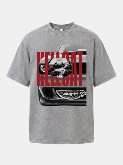 Hellcat Engine Overlay Art Washed T-shirt
