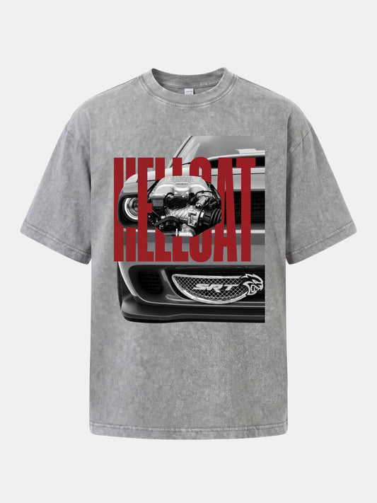 Hellcat Engine Overlay Art Washed T-shirt