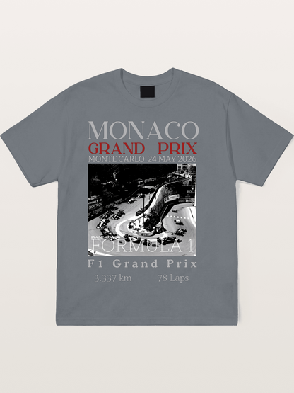 Monaco Grand Prix Black White Aerial Cotton T-shirt