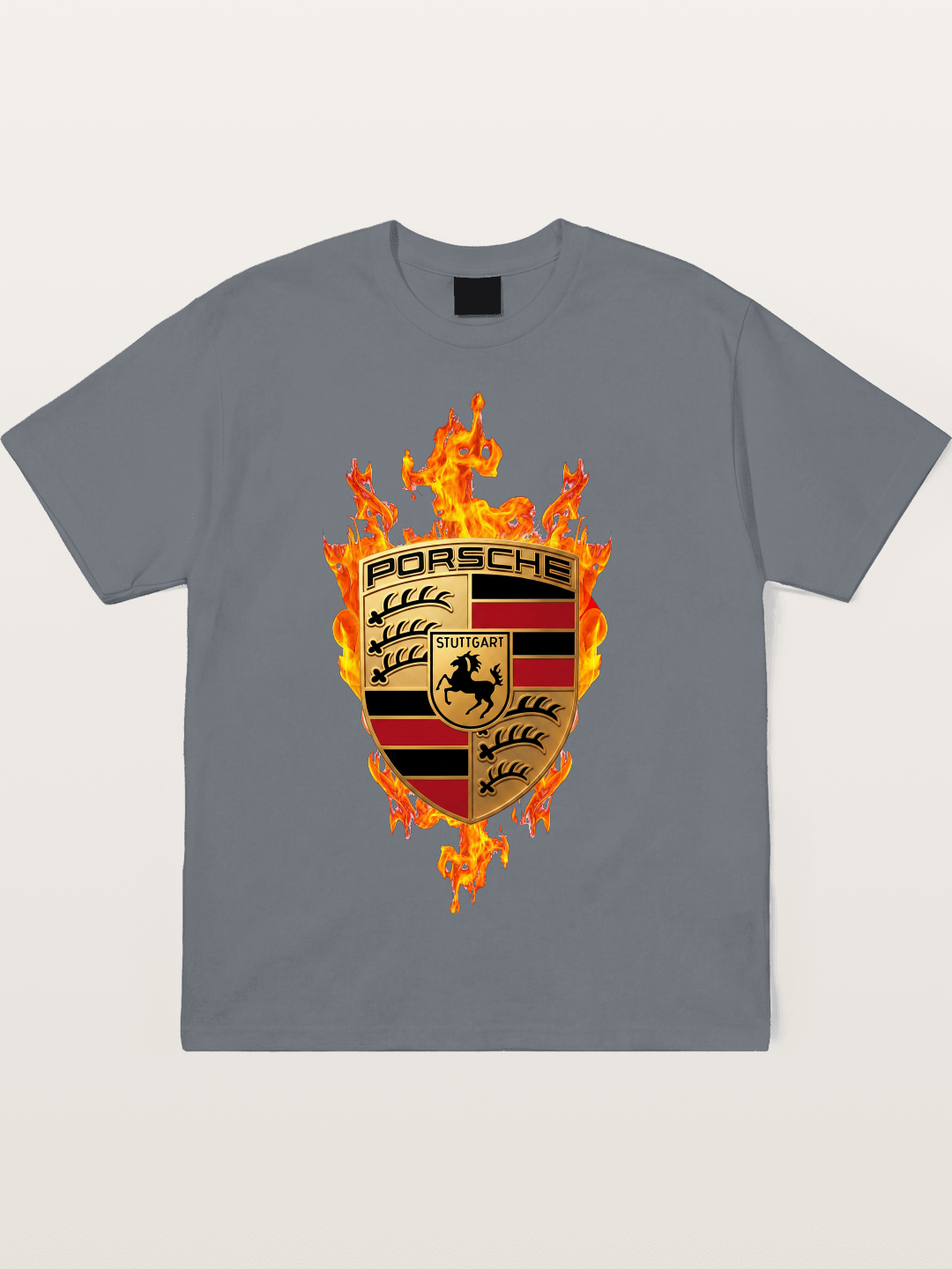 Porsche Flaming Logo Print Cotton T-shirt