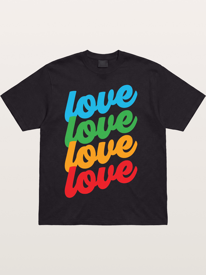 Love Is Love Stacked Rainbow Cotton T-shirt