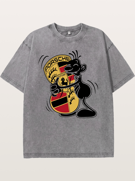 Character Hugging Porsche Crest Washed T-shirt