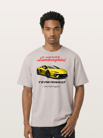 Lamborghini Temerario Yellow Sports Car Cotton T-shirt