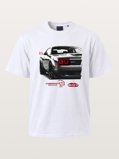 Red Taillight Hellcat Grunge Print Cotton T-shirt