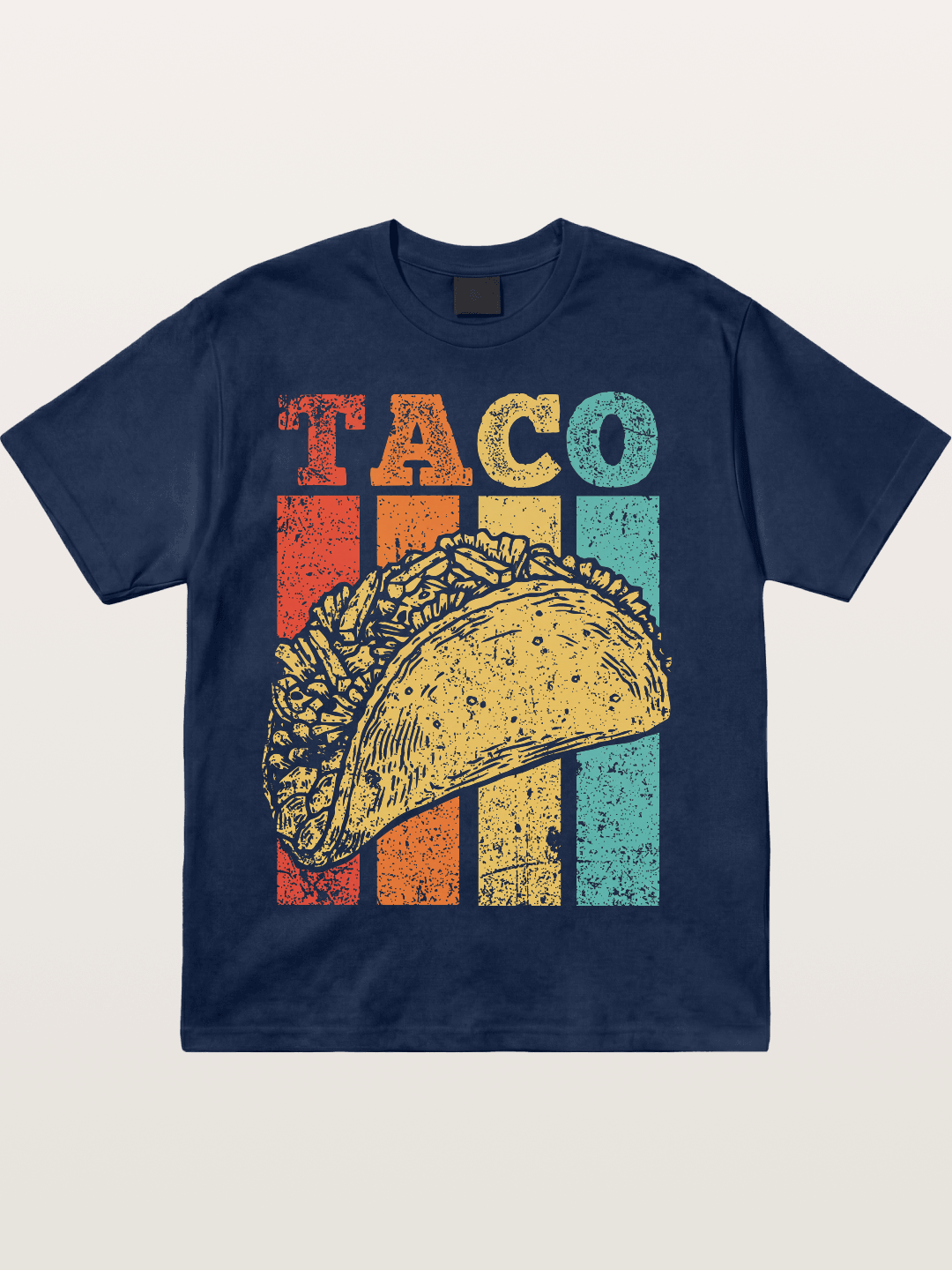 Vintage Taco Retro Stripes Food Cotton T-shirt