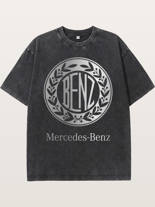 Benz Retro Lettermark Silver Texture Washed T-shirt