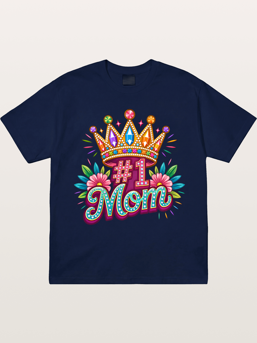 #1 Mom Crown Floral Graphic Gildan T-shirt