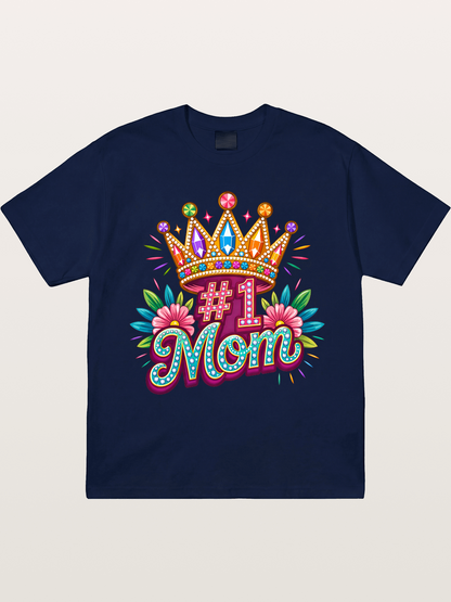 #1 Mom Crown Floral Graphic Gildan T-shirt