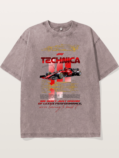 Red F1 Lexus Tech Racing Card Washed T-shirt