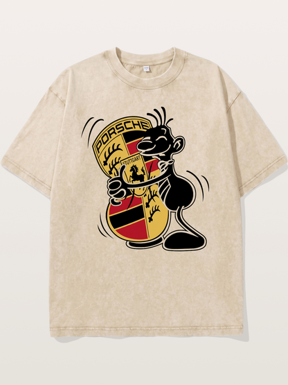 Character Hugging Porsche Crest Washed T-shirt