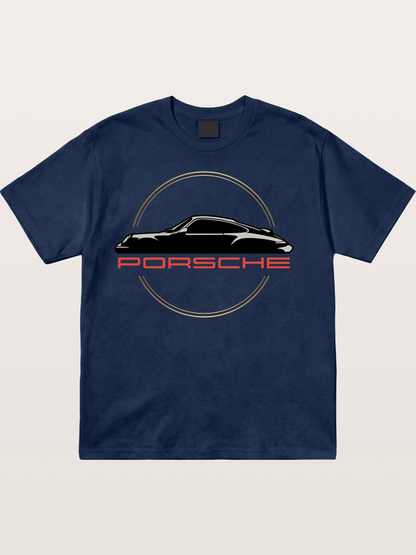 Porsche Silhouette Logo Art Cotton T-shirt