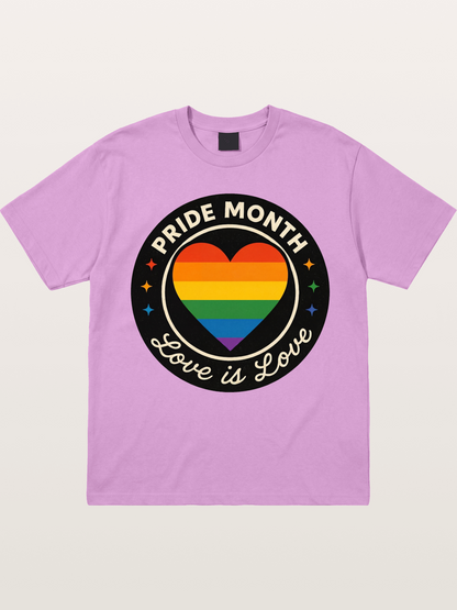 Pride Month Love Is Love Heart Badge Gildan T-shirt