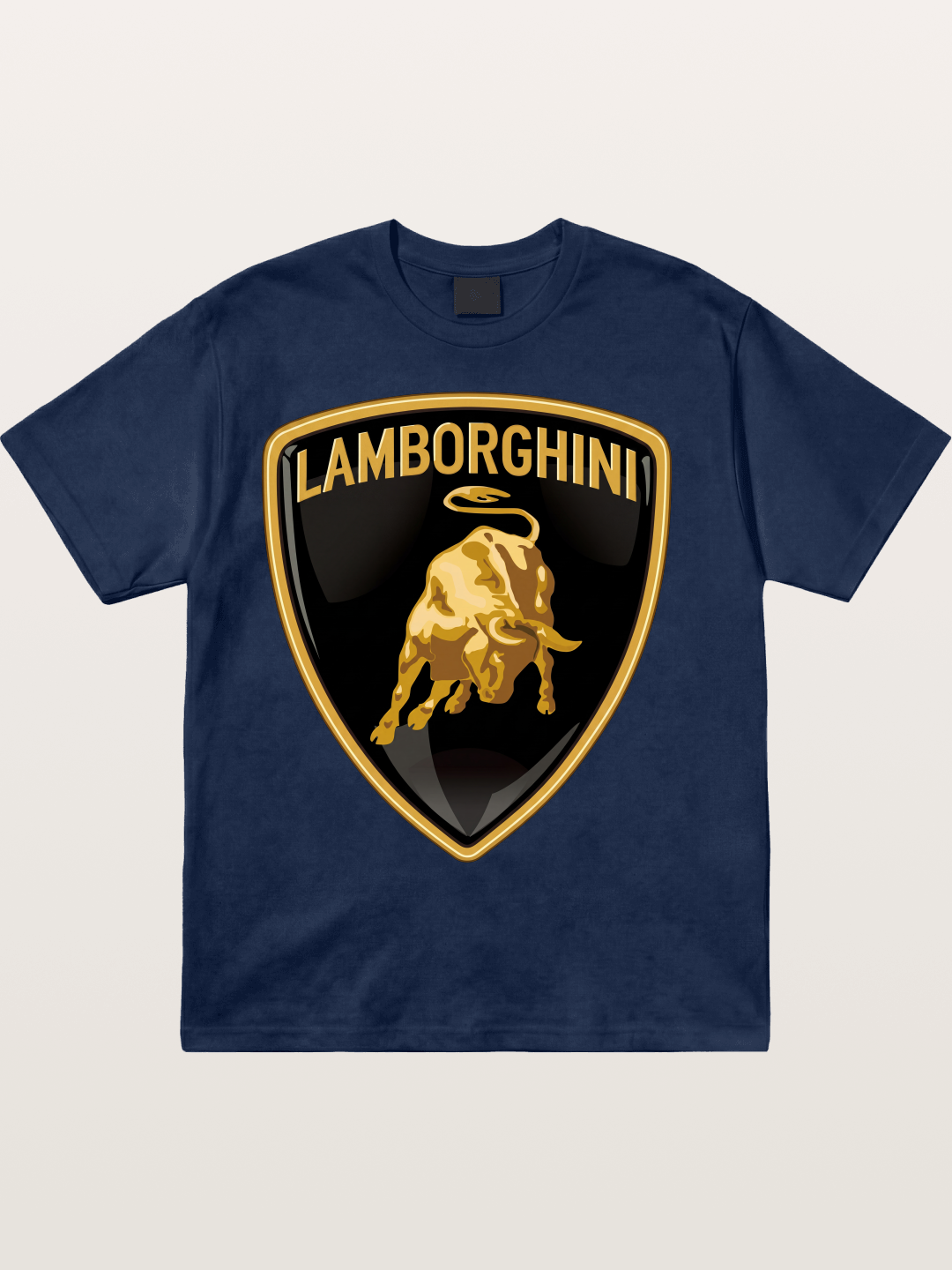 Lamborghini Gold Bull Shield Emblem Cotton T-shirt