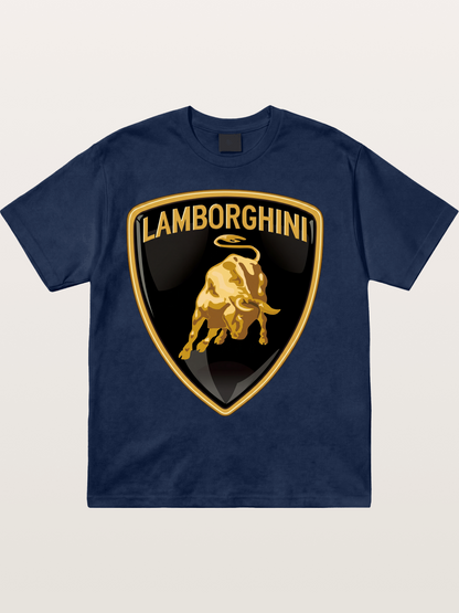Lamborghini Gold Bull Shield Emblem Cotton T-shirt