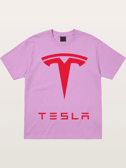 Tesla Red Logo Sticker Gildan T-shirt