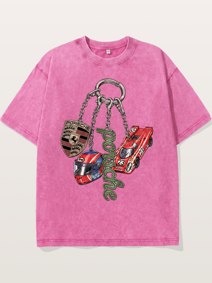 Porsche Vintage Race Charm Combo Washed T-shirt