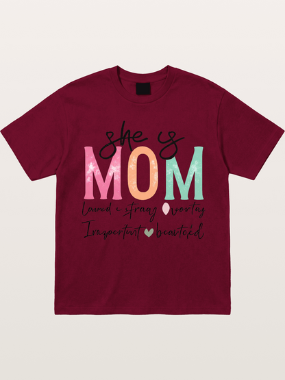 She is Mom Boho Pastel Print Gildan T-shirt