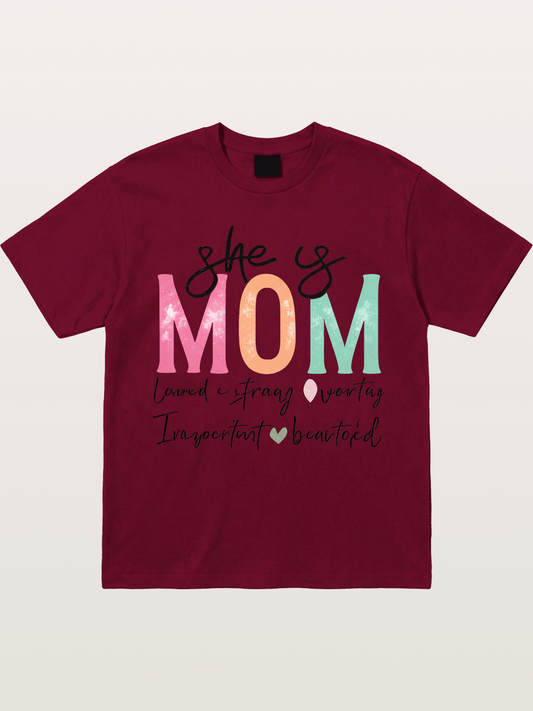 She is Mom Boho Pastel Print Gildan T-shirt