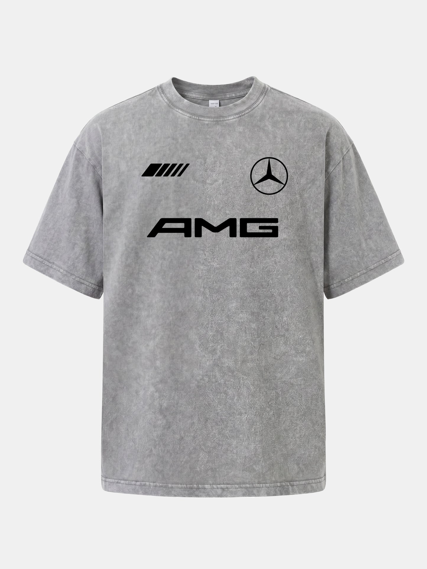 Bold Black AMG With Three Strip Mark Washed T-shirt