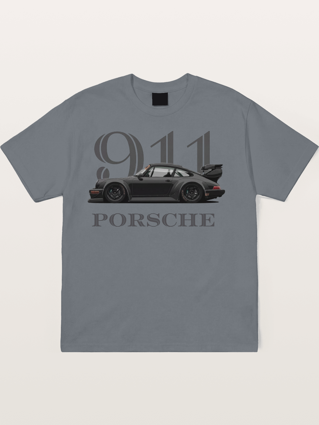 Porsche 911 Widebody Black Sports Car Cotton T-shirt