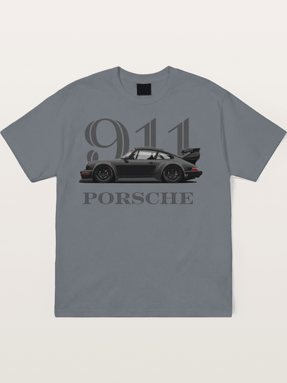 Porsche 911 Widebody Black Sports Car Cotton T-shirt