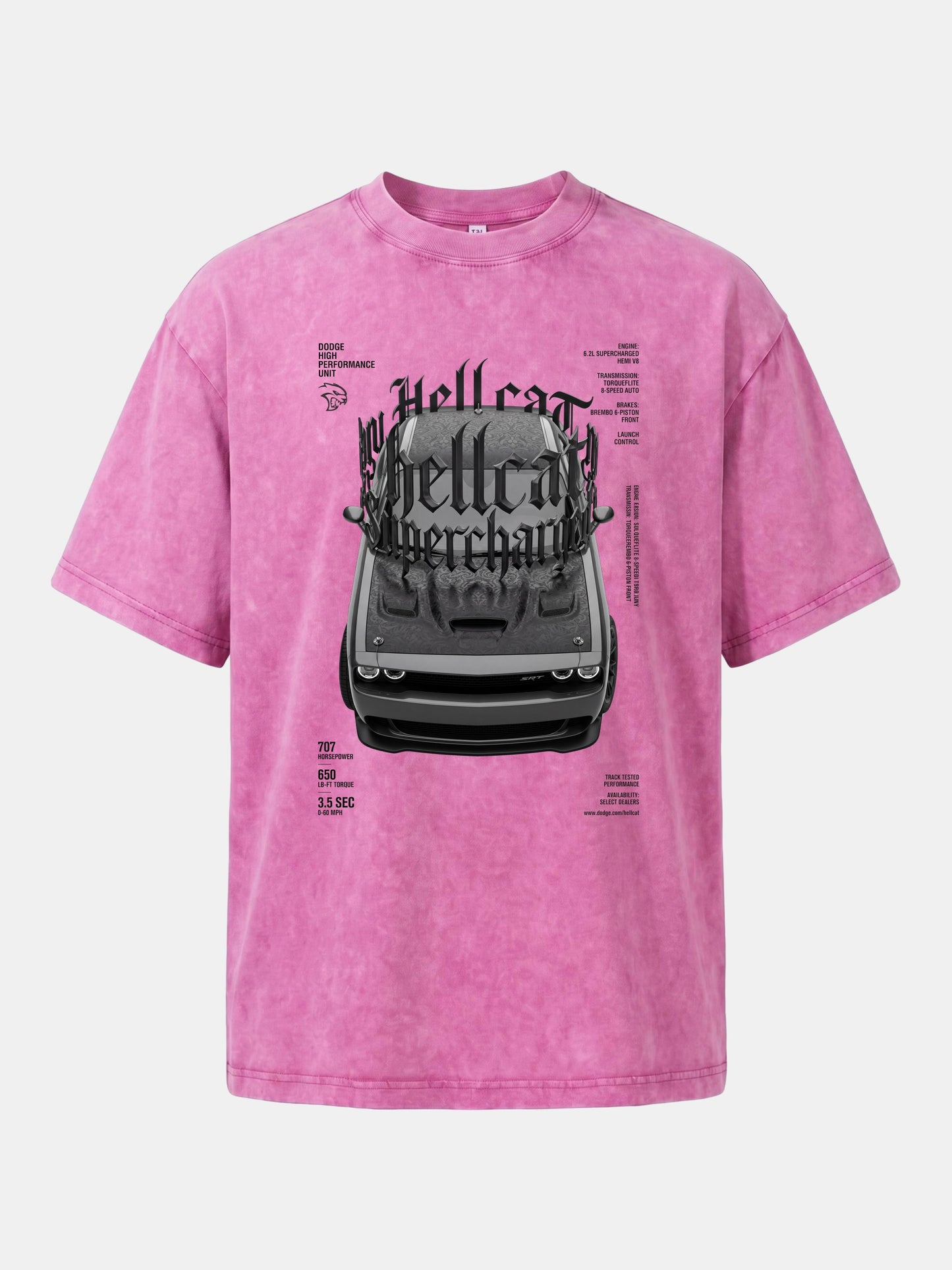 Gothic Hellcat Front View Print Washed T-shirt