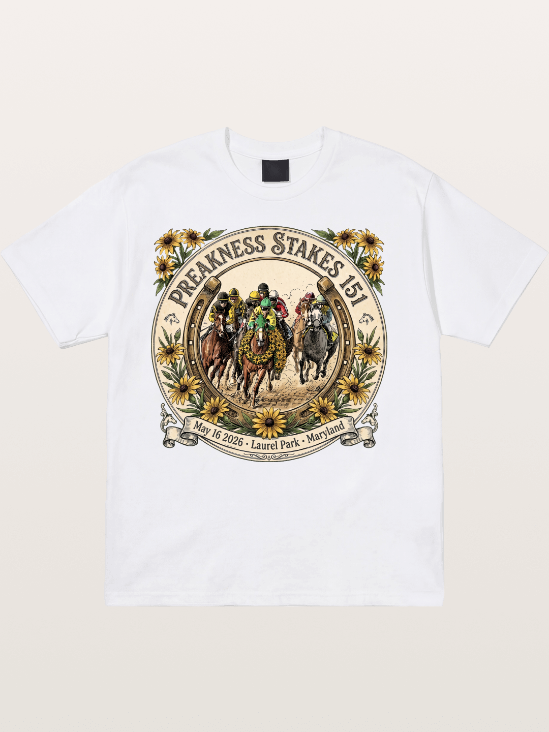 151st Preakness Stakes Horseshoe Badge Cotton T-shirt