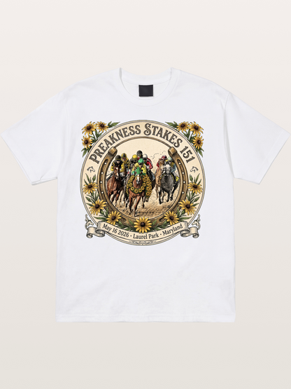 151st Preakness Stakes Horseshoe Badge Cotton T-shirt