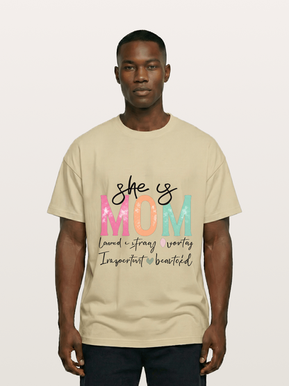 She is Mom Boho Pastel Print Gildan T-shirt