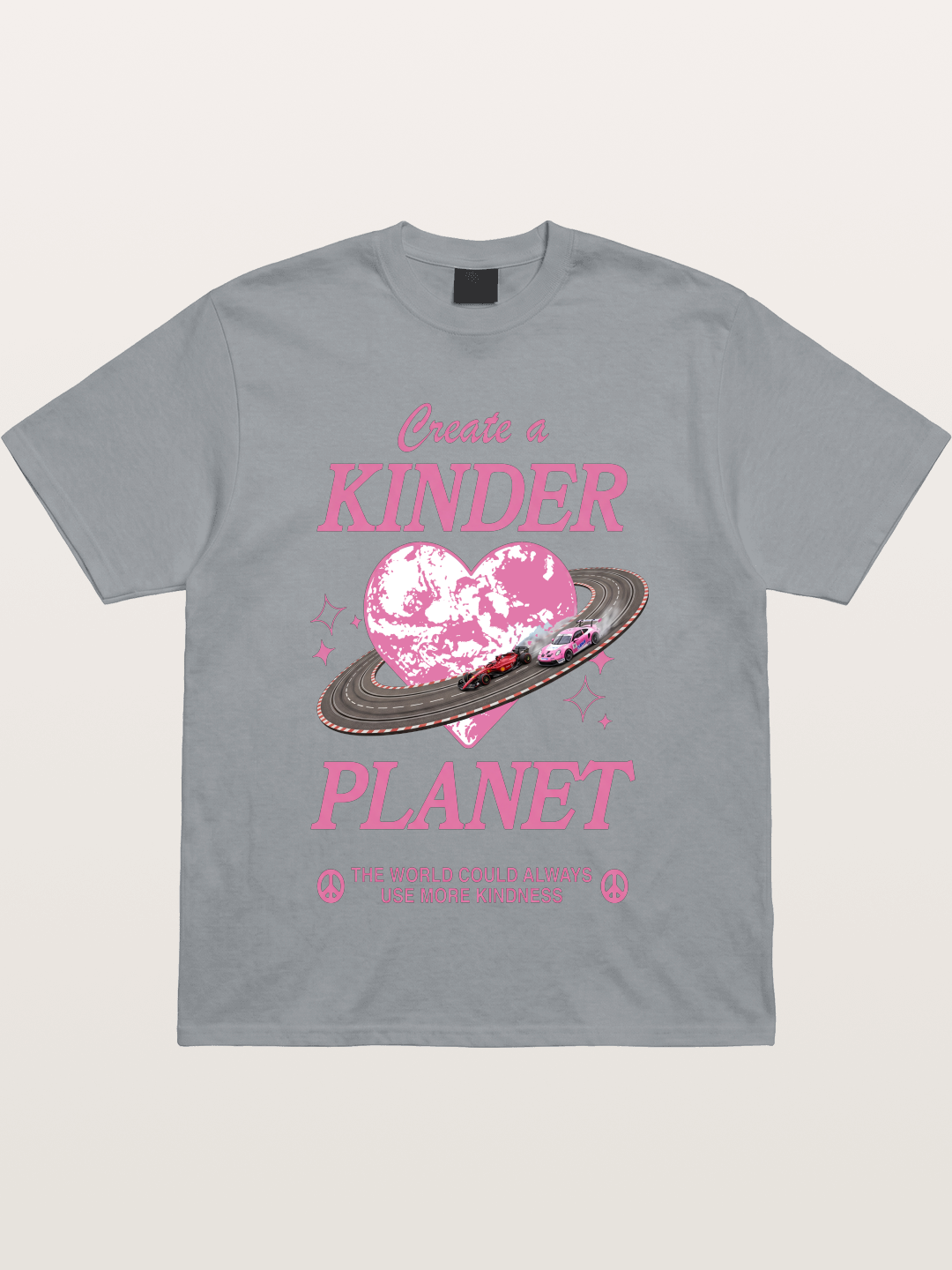 Pink Heart Earth Race Gildan T-shirt