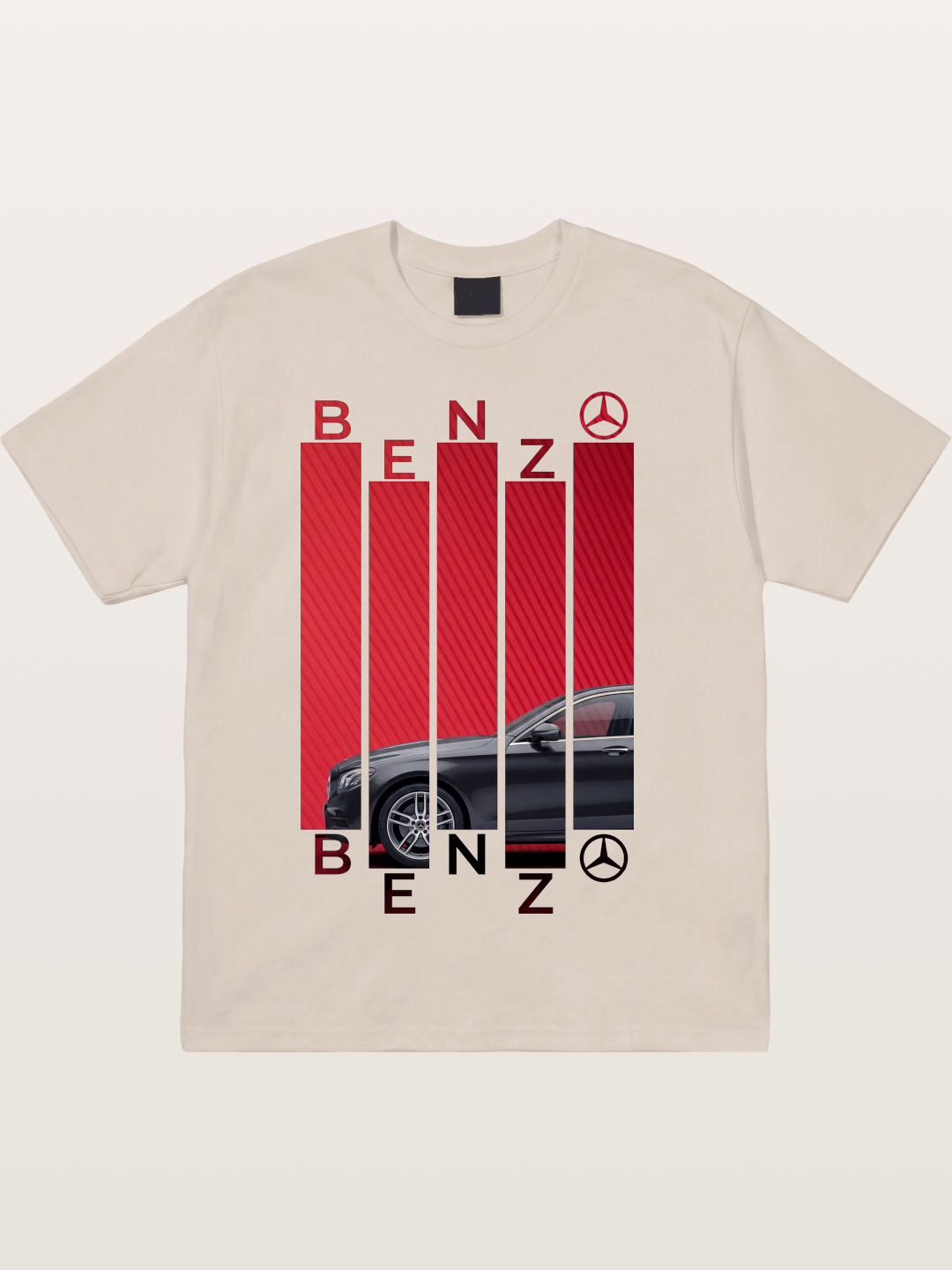 Benz Barcode Style Print Cotton T-shirt