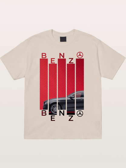 Benz Barcode Style Print Cotton T-shirt