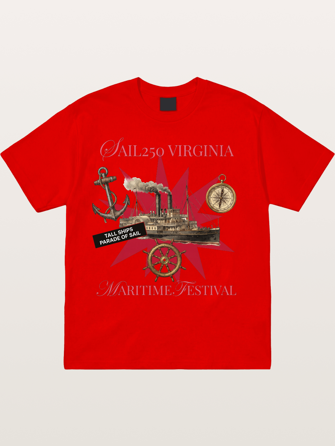 Red Star Tall Ship Festival Art Cotton T-shirt