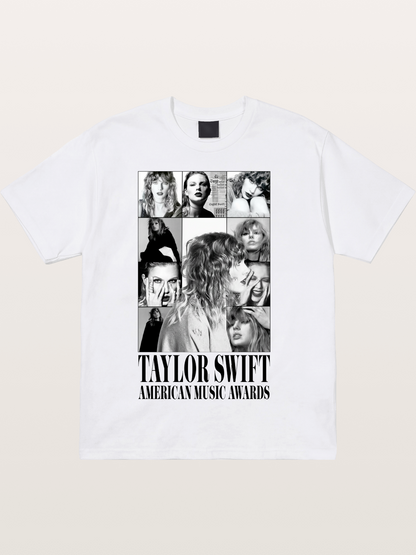 Taylor Swift AMA Collage Print Cotton T-shirt