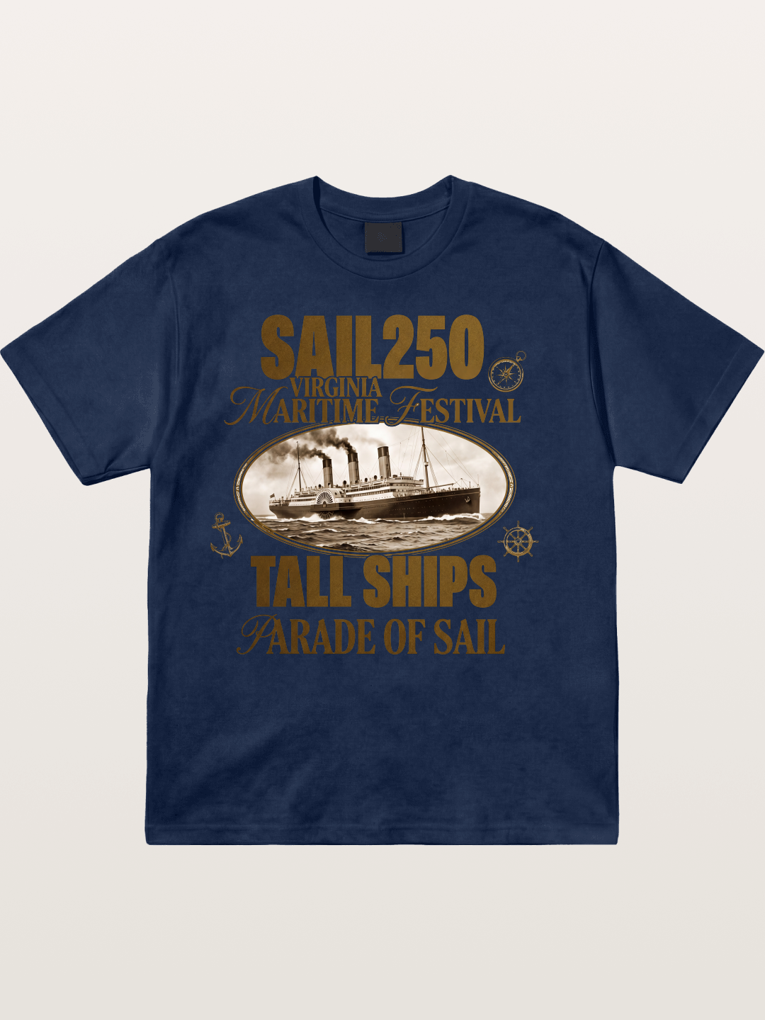 Vintage Sail Ship Maritime Print Cotton T-shirt