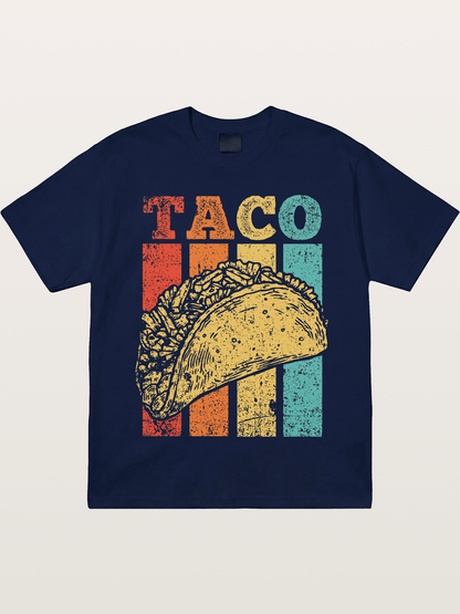 Vintage Taco Retro Stripes Food Gildan T-shirt
