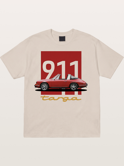 911 Targa Red Vintage Print Cotton T-shirt
