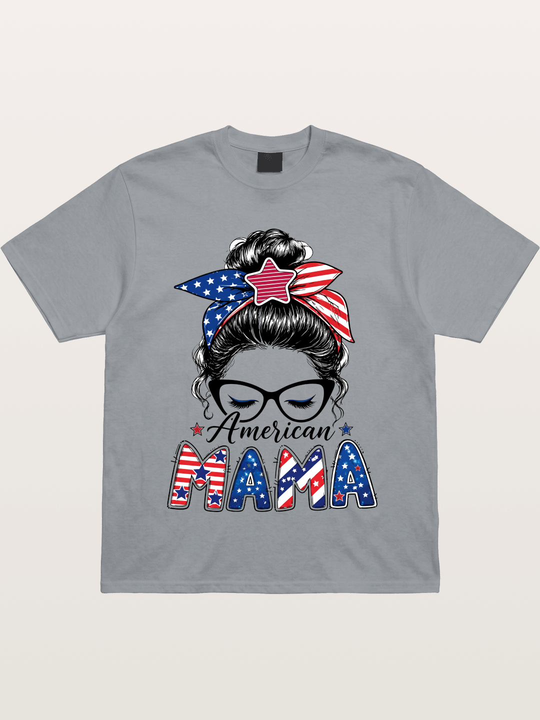 American Mama Messy Bun Art Gildan T-shirt
