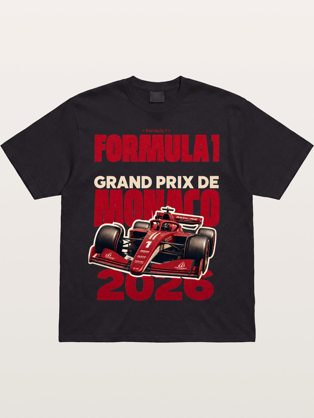 Monaco F1 2026 Red Print Cotton T-shirt