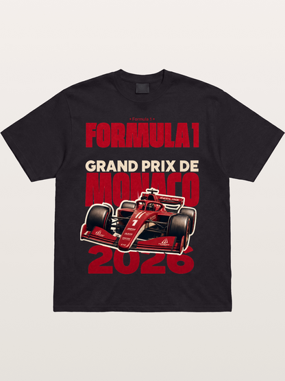 Monaco F1 2026 Red Print Cotton T-shirt
