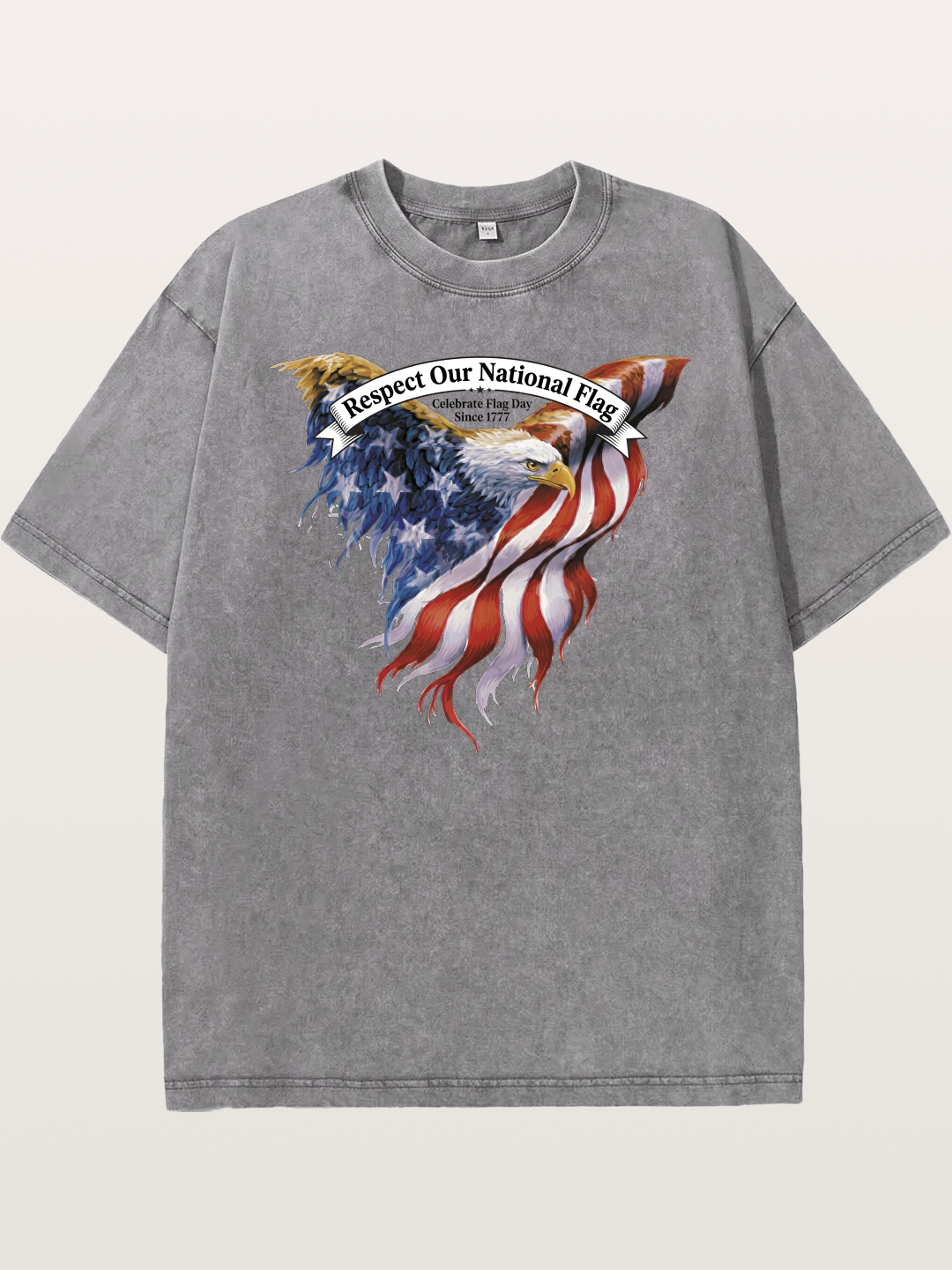 Flag Wing Eagle Banner Art Washed T-shirt
