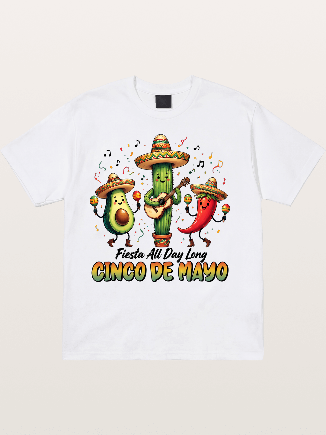 Mexican Fiesta Cartoon Characters Cotton T-shirt