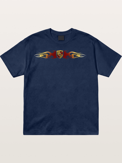 Porsche Crest Flame Stripe Cotton T-shirt