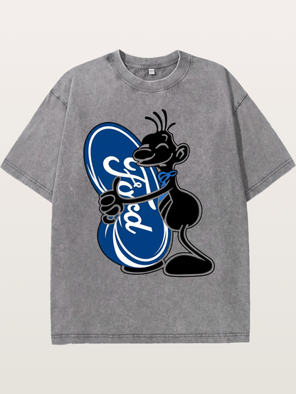 Cartoon Hugging Ford Logo Washed T-shirt