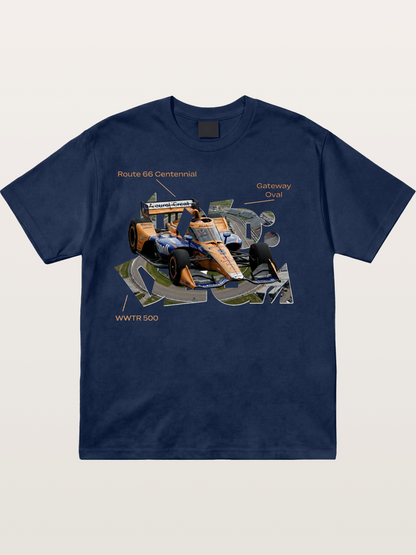 Orange IndyCar Route66 Art Cotton T-shirt