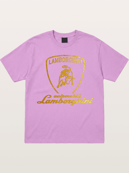 Lamborghini Gold Logo and Bull Shield Gildan T-shirt