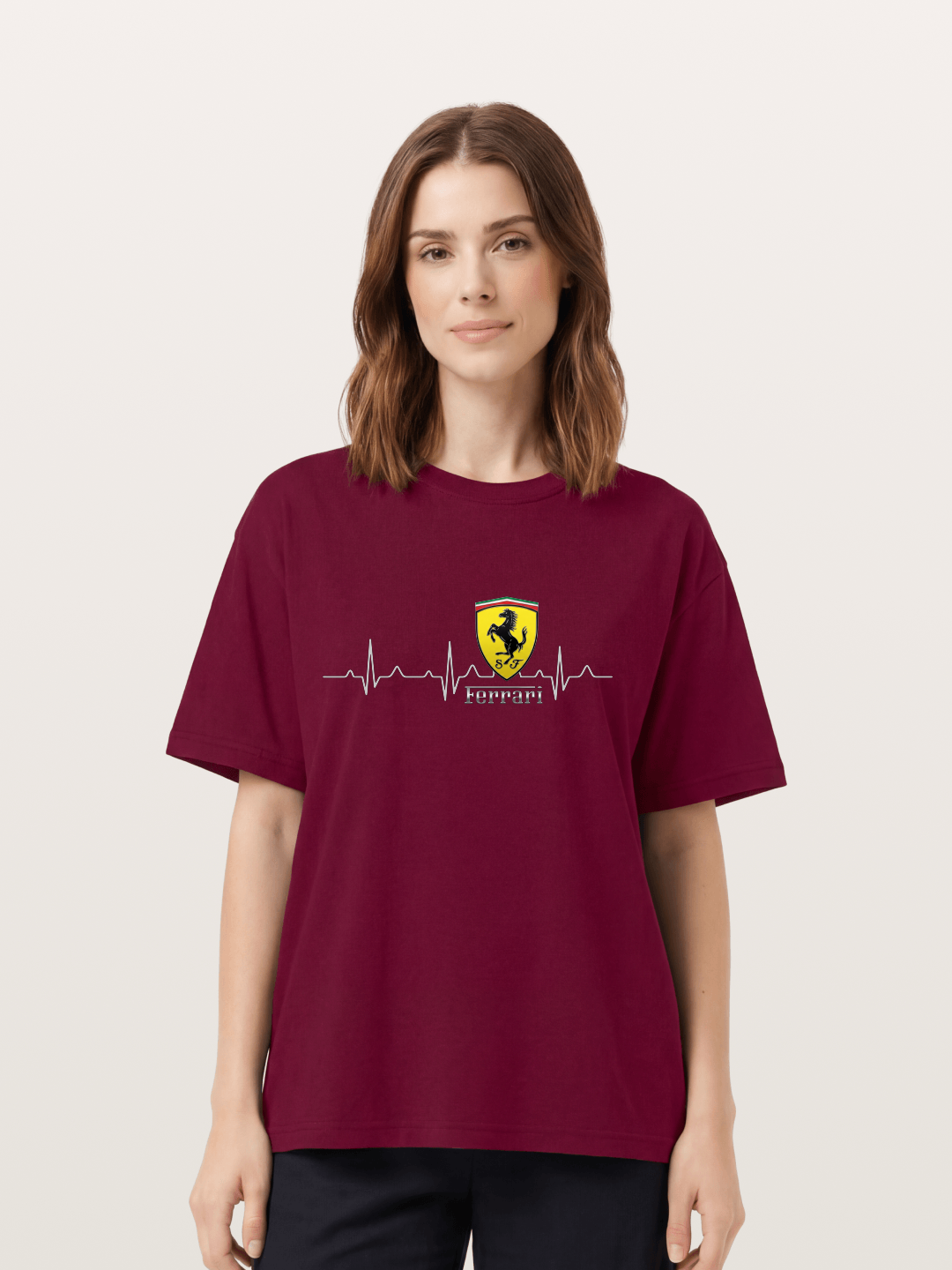 Ferrari Heartbeat ECG Line Design Gildan T-shirt