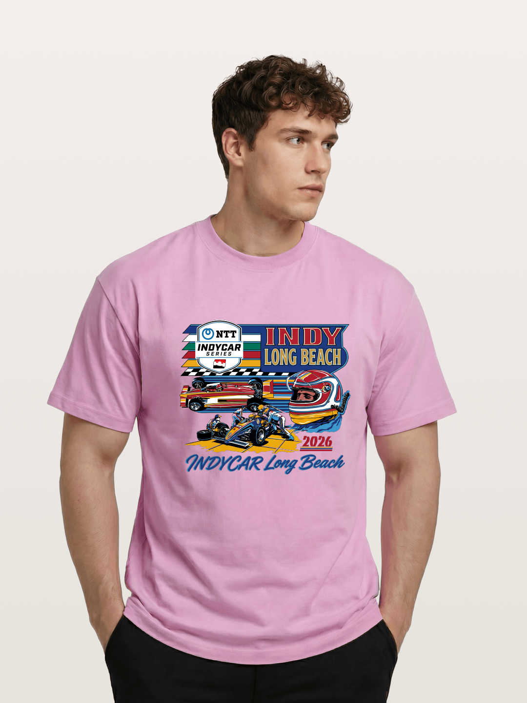 IndyCar Long Beach Vintage Art Gildan T-shirt